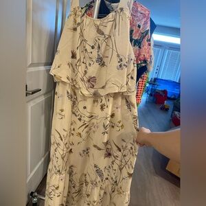 H&M Cream Floral Long Sleeve Dress